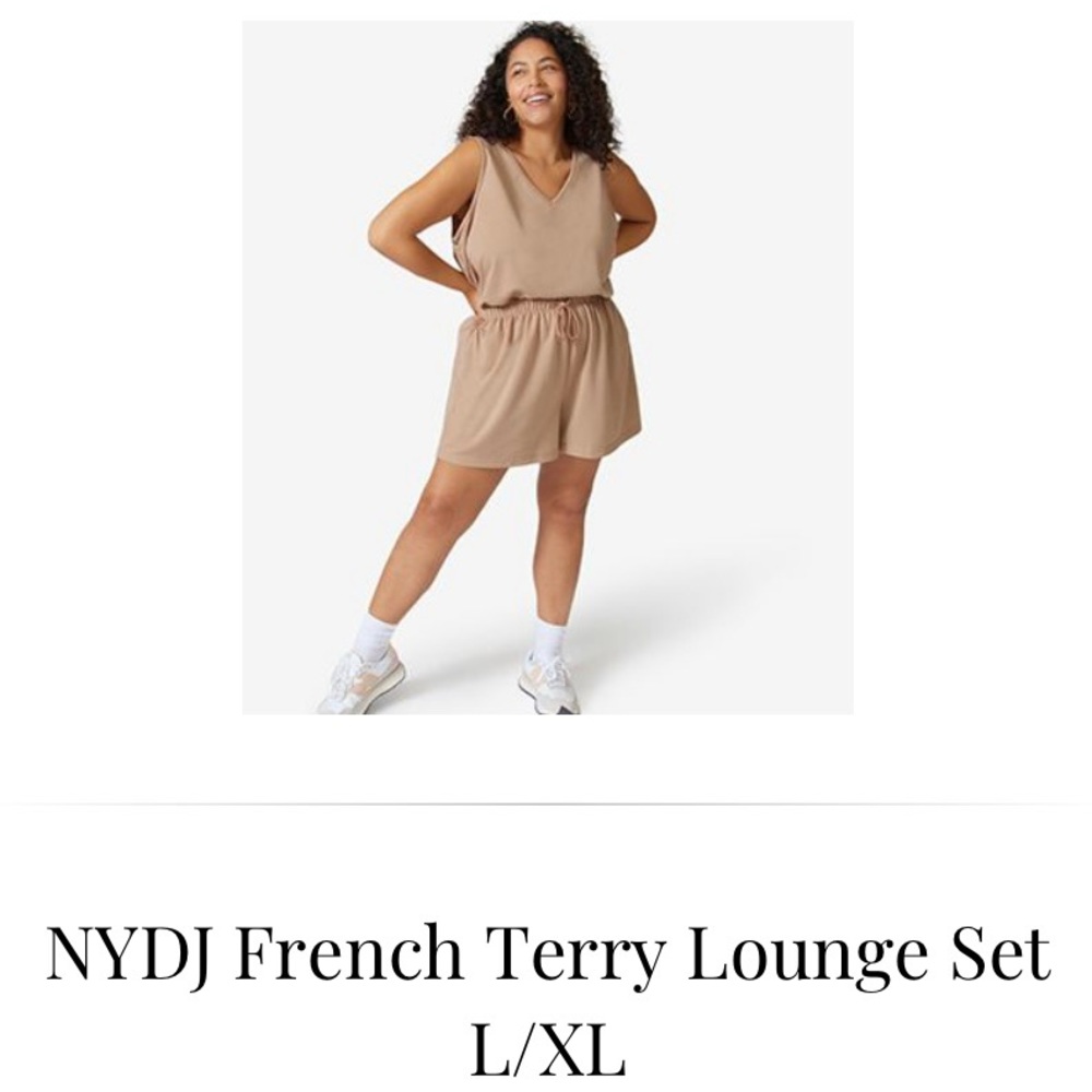 New Women's Lounge Set Soft French Terry NYDJ Size L/XL Neutral Beige